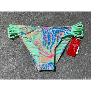 Pastel Neon Zebra Print Bikini Swim Bottom Medium Retro Y2K Fun Festival Resort